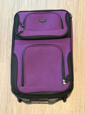 Purple Carry-On Suitcase with Black Trim